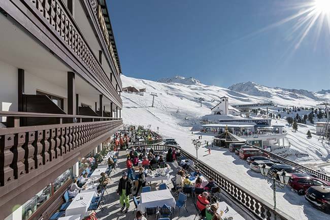 Sun terrace 5-star superior TOP Hotel – luxury skiing holiday in the Alps Tyrol Ötztal valley